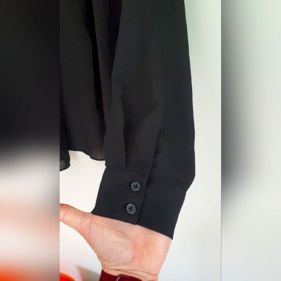 ASOS NWT Curve sheer black button up  collard  long sleeve blouse size US 14 - Picture 4 of 6